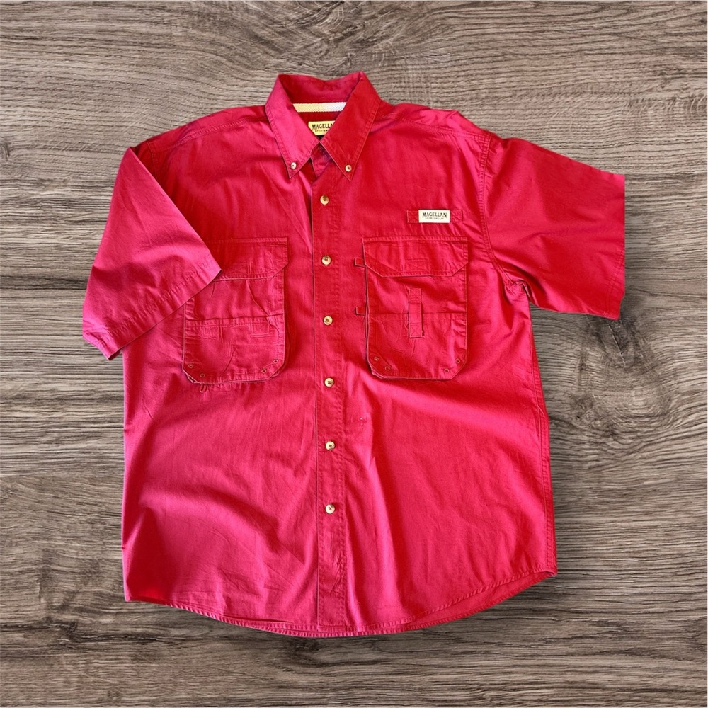 Magellan Outdoors Maroon Short-sleeve Fishing Shirt Large